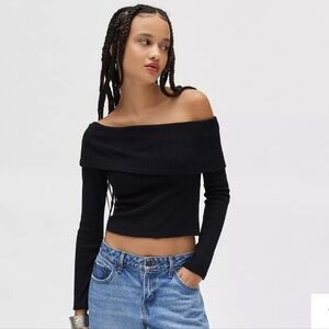 Nwt Silence + Noise Whitney Foldover Long Sleeve Top